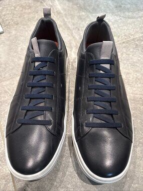 Martin Dingman Mens Cameron Sneaker Size 10.5 M Navy Leather Slip On Casual Shoe